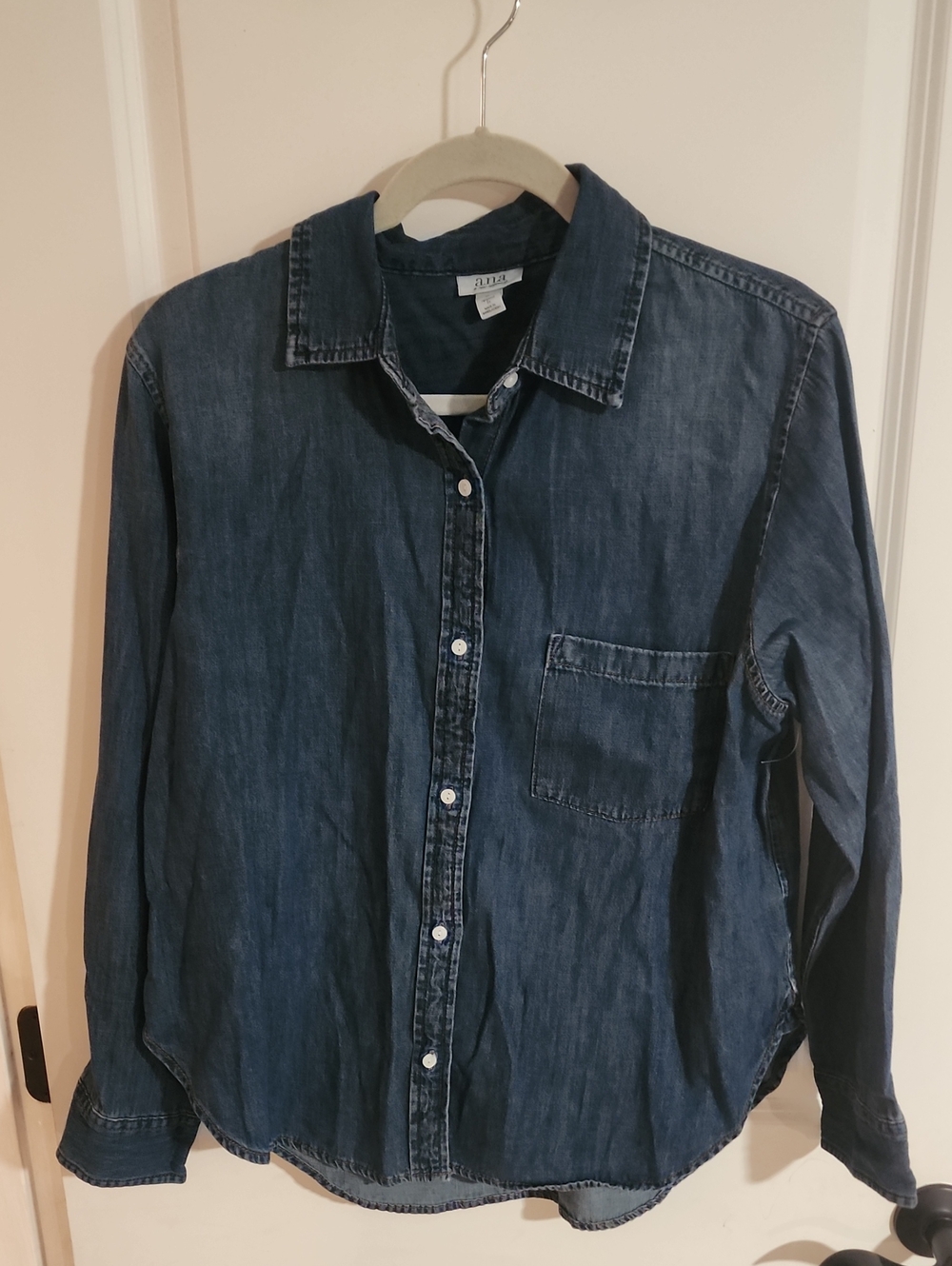 Anna Dark Blue Denim Button-Down Shirt